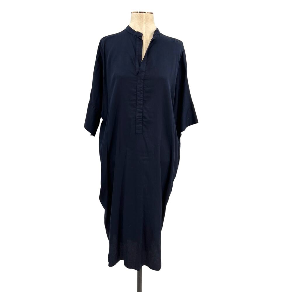 Ocean +‎ Main Easy Cotton Caftan Dress Navy Blue Plus Size 1X
